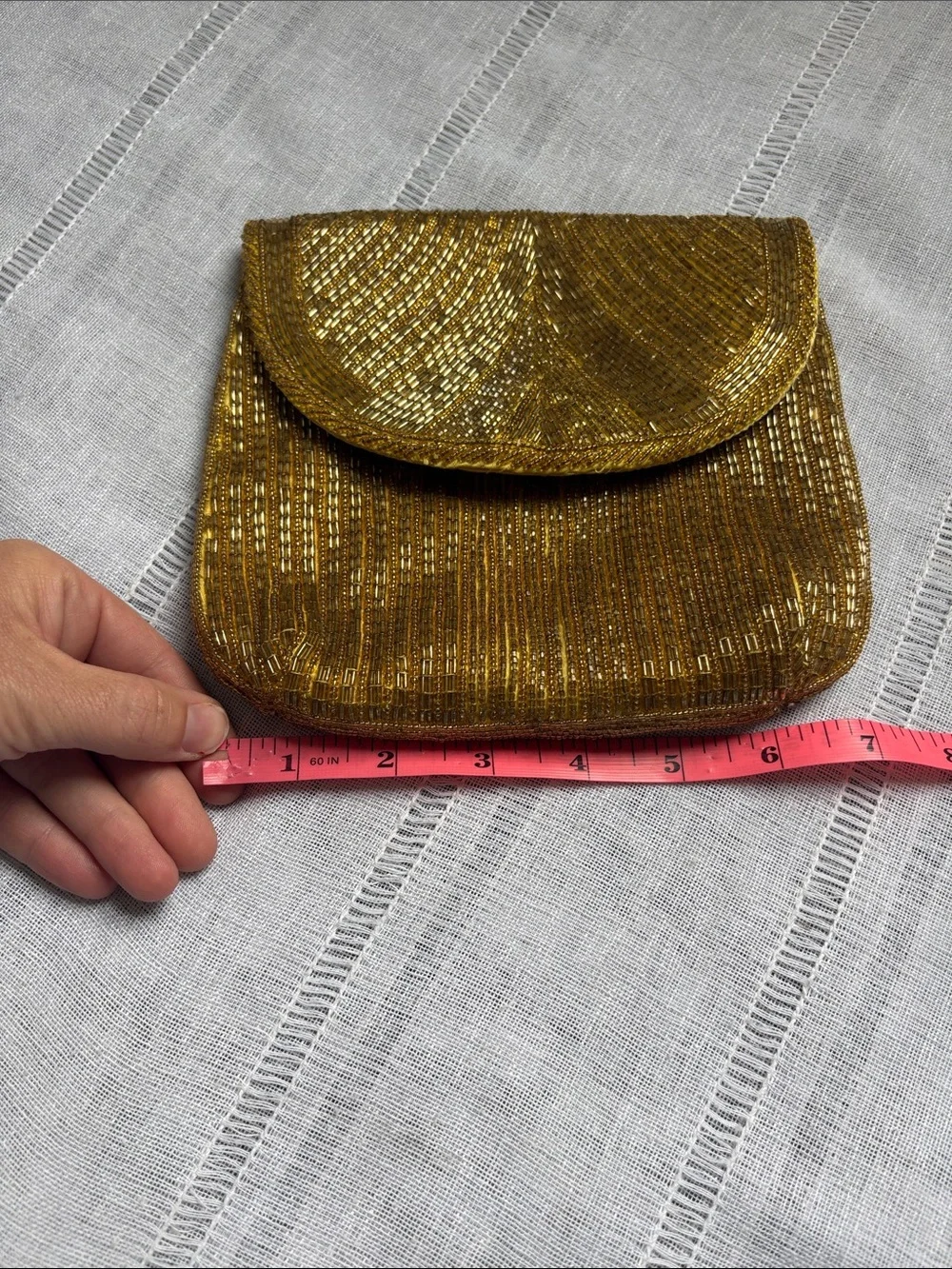 Tiffany Vintage Gold Beaded Lotus Flower Evening Clutch